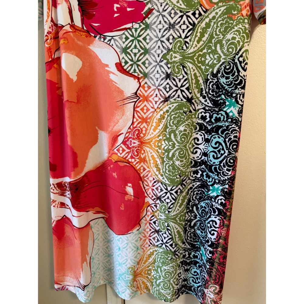 Chicos Abstract Colorful Floral V-Neck Shift Dress Womens Size 2 Large Vibrant - Picture 4 of 14